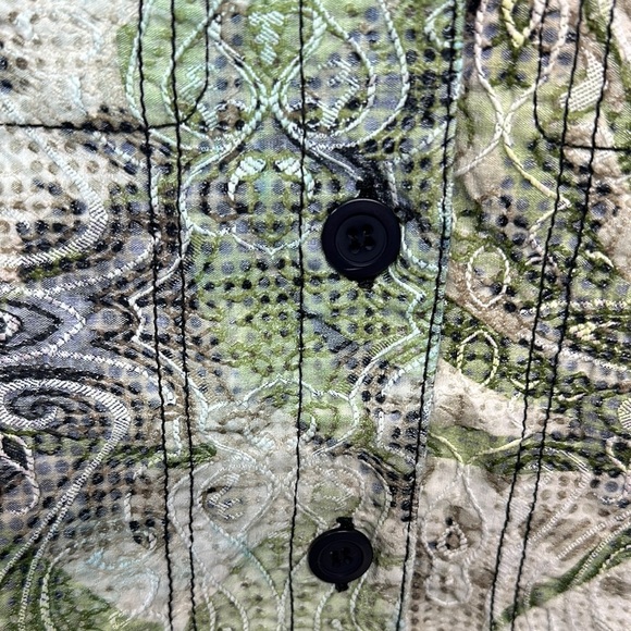 KEREN hart Green Jean Jacket with Artistic Botanical Print - Picture 3 of 13